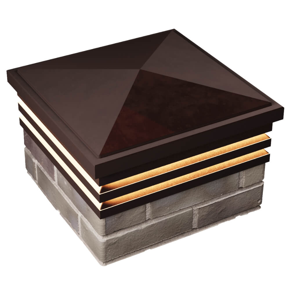 Колпак Zking Бона ХайТек Коричневый на столб 1.5х1.5 кирпича (385х385мм) с подсветкой в Домодедово фото