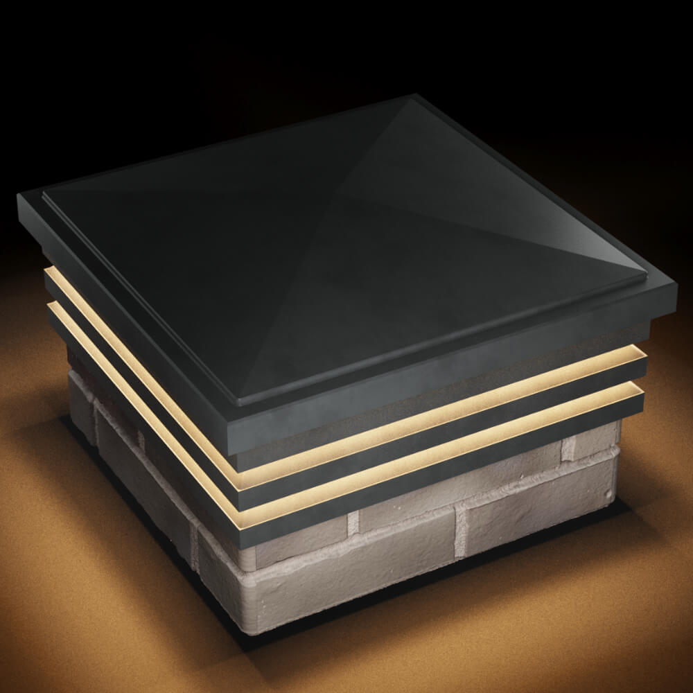 Колпак Zking Бона ХайТек Серый на столб 1.5х1.5 кирпича (385х385мм) с подсветкой в Домодедово фото