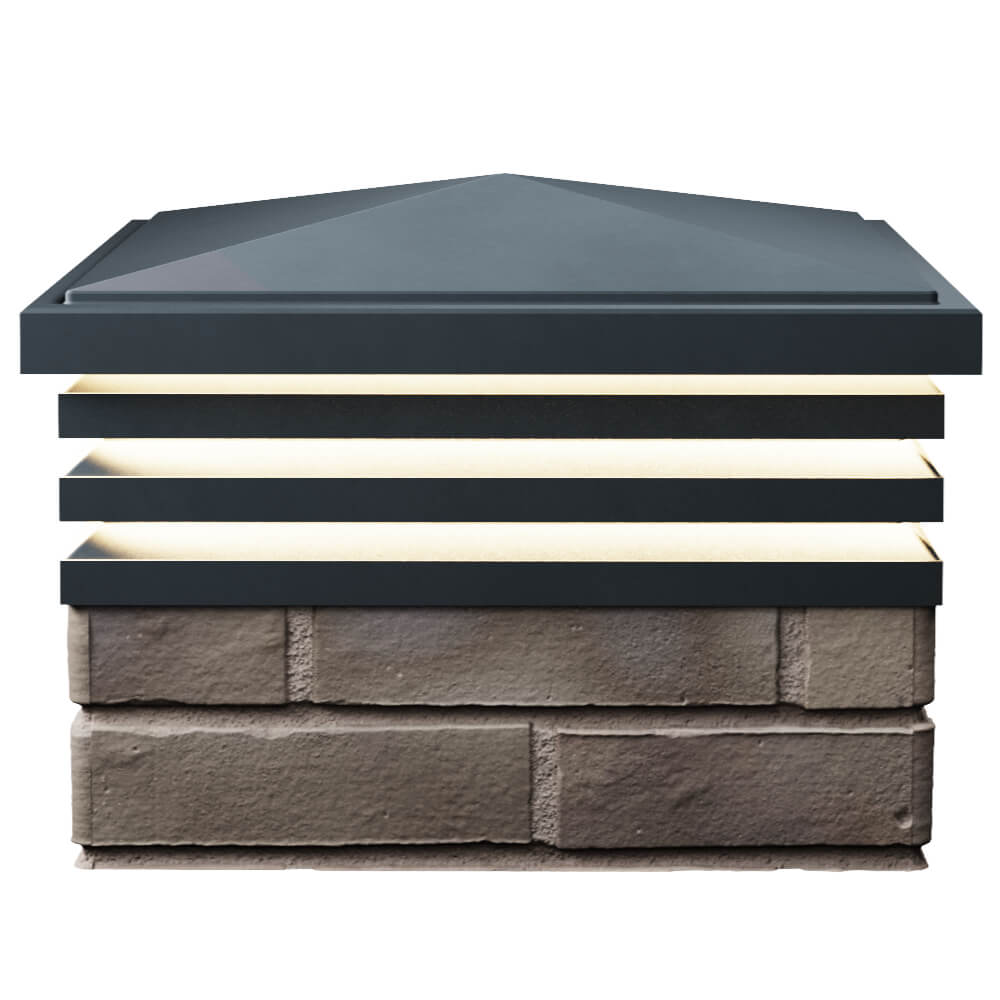 Колпак Zking Бона ХайТек Серый на столб 1.5х1.5 кирпича (385х385мм) с подсветкой в Домодедово фото