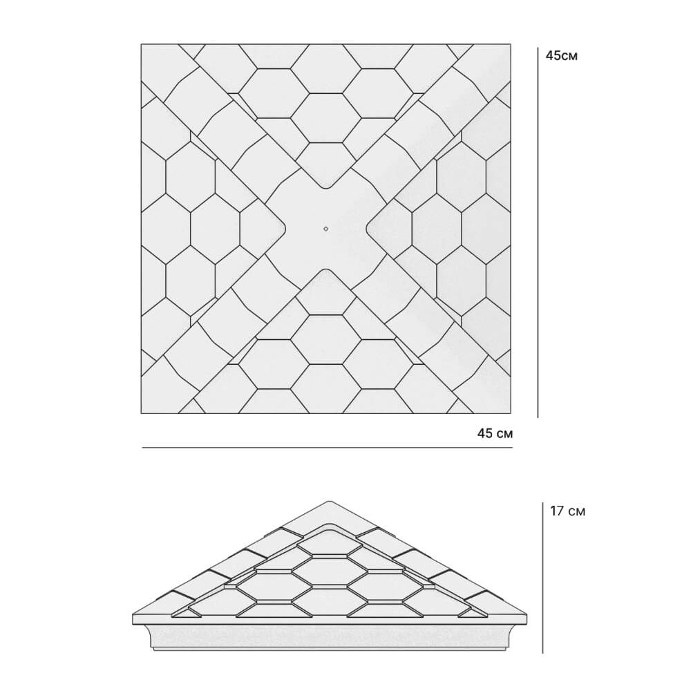 Колпак Zking Эверест Серый на столб 1.5х1.5 кирпича (390х390мм) в Домодедово фото