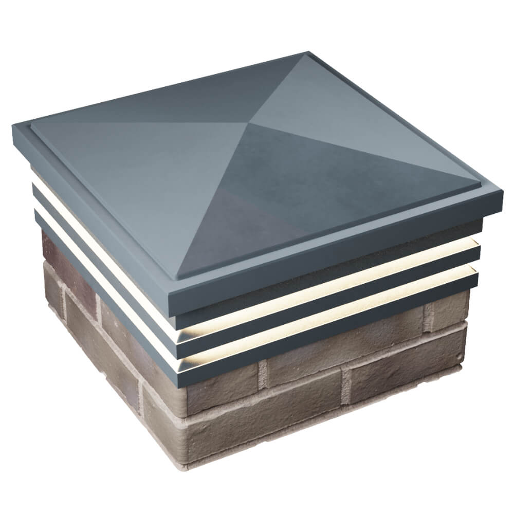 Колпак Zking Бона ХайТек Серый на столб 1.5х1.5 кирпича (385х385мм) с подсветкой в Домодедово фото