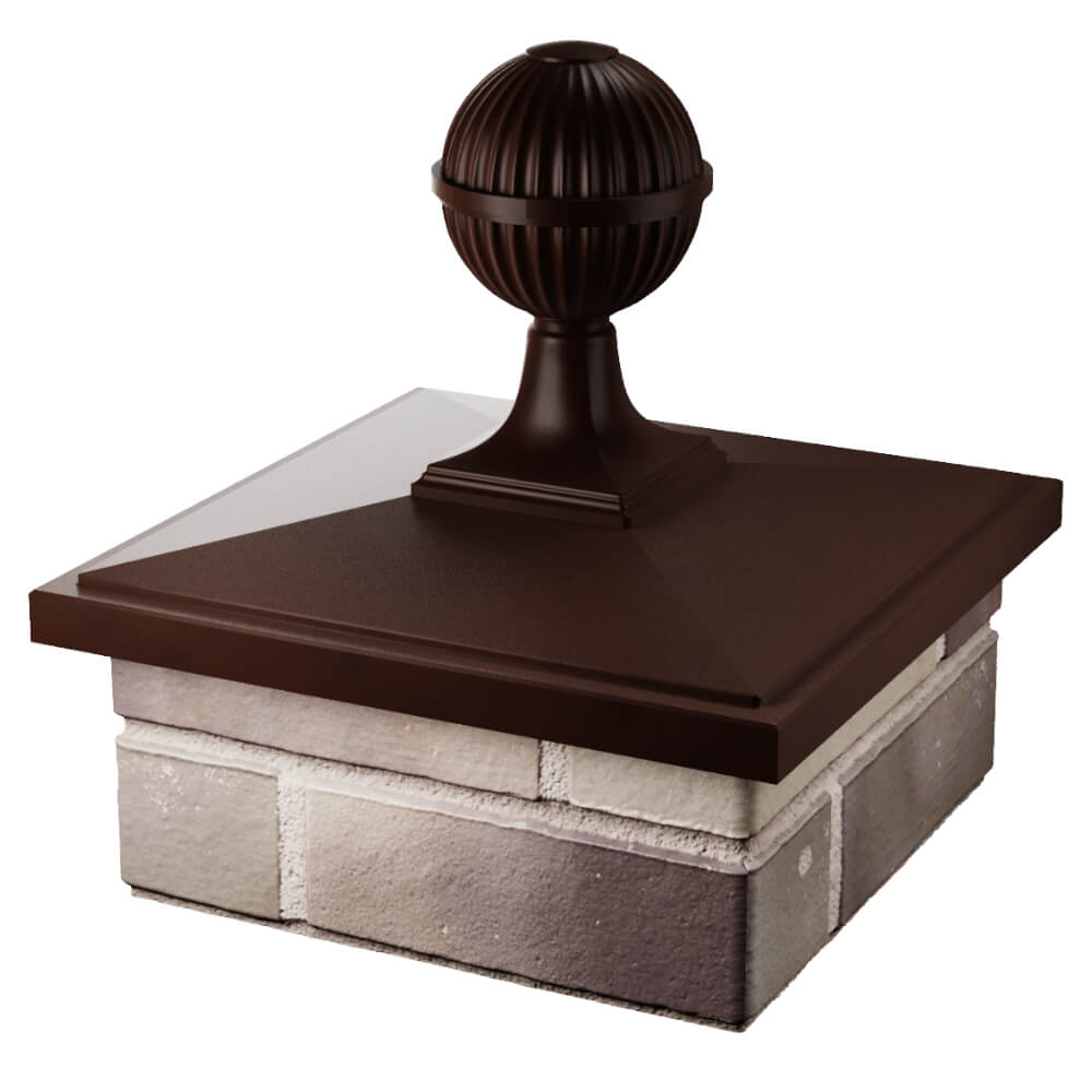 Колпак Zking БонаМоно Коричневый с шаром на столб 1.5х1.5 кирпича (385х385, 400х400мм) в сборе